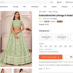 Lehenga Choli Pastel Green Net Embroidered